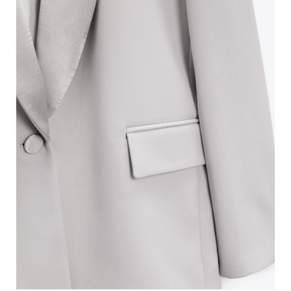 Zara * Satin Effect Blazer Jacket Gray size XS and S New - Picture 10 of 13